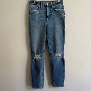 Good American Blue Distressed Ankle Jeans